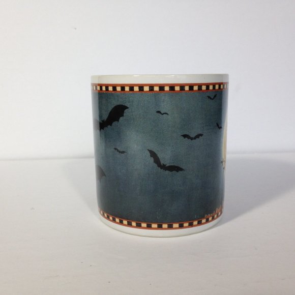 Pumpkin Hollow David Carter Brown Owls & Bats Ceramic Coffee Mug Halloween - Picture 2 of 7